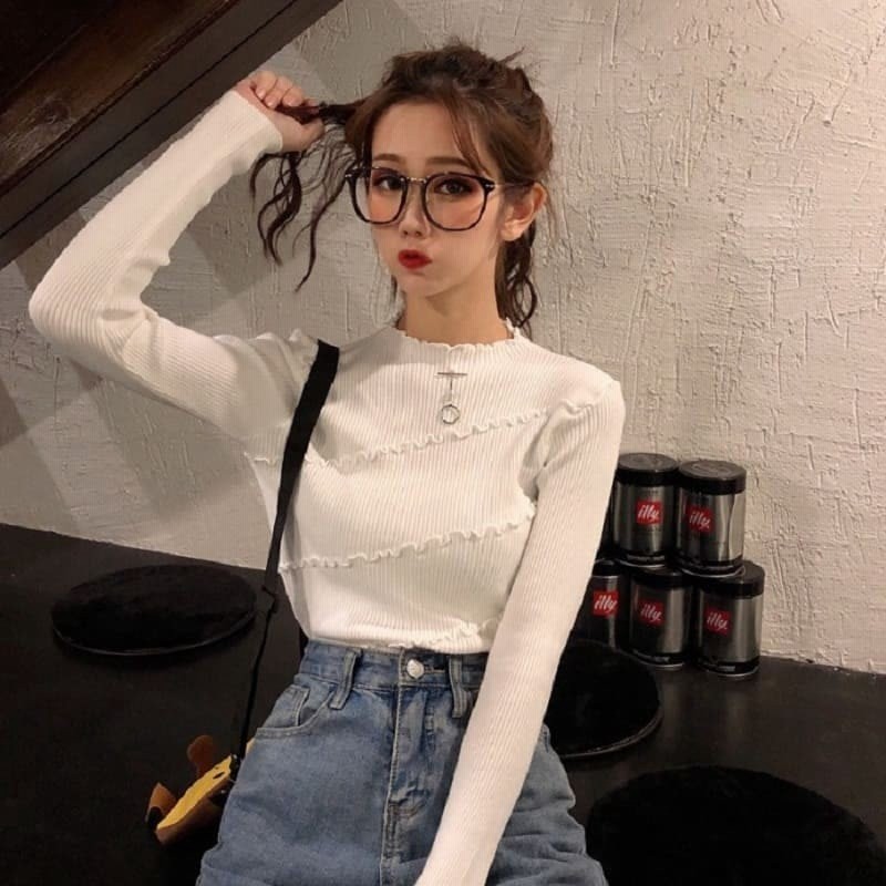 高校生 中学生 ファッション 10代 代 長袖 韓国 おしゃれ トップス レディース ディテールタイト 4846 通販 Lineポイント最大0 5 Get Lineショッピング