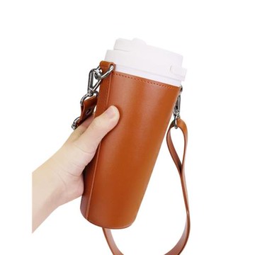 保溫杯套保護套防摔防燙皮革背帶提手水杯手提單肩斜挎式大號杯袋