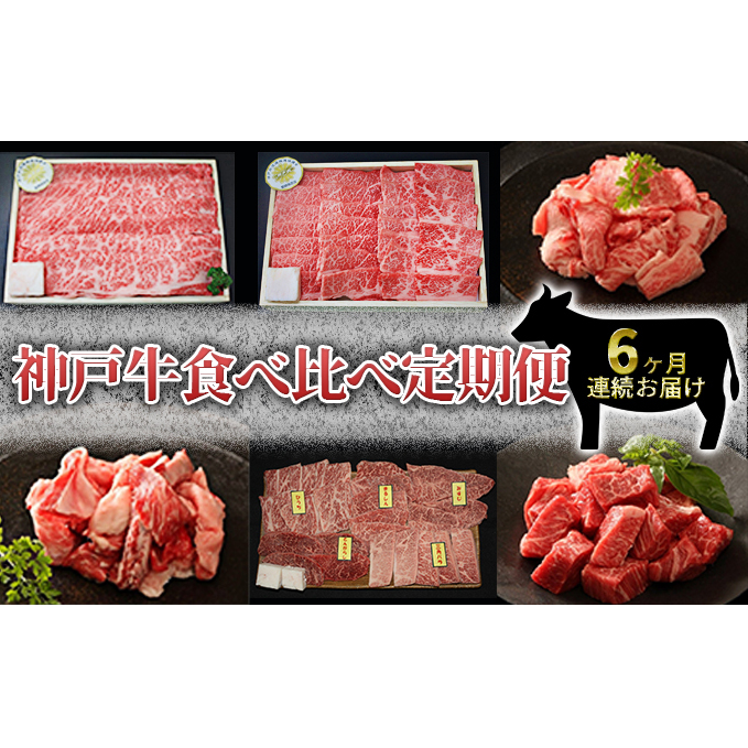 定期便 肉 神戸牛 すき焼き 焼肉 その他 希少部位入り 食べ比べ セット全6回  お届け：ご入金の翌月