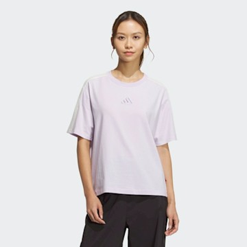 ADIDAS 愛迪達 阿迪達斯 寬鬆 圓領 女短袖上衣-淺紫色 CW SS TEE-JZ4159