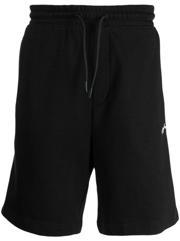 HUGO - logo-embroidered cotton track shorts - men - Cotton - S - Black