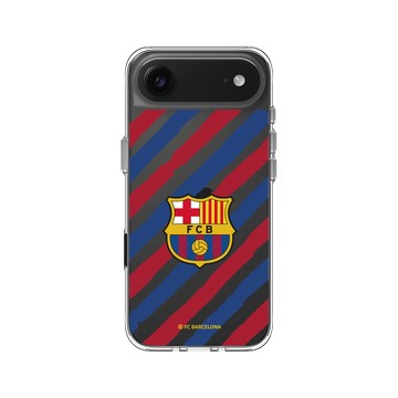 iPhone Air Clear Case（相機按鈕） 透明 - FC Barcelona - Logo - Striped Background