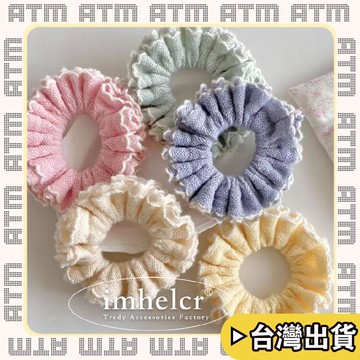 🔥臺灣出貨🔥可開發票✅輕飾時光多褶皺少女純色毛線髮圈~ins元氣清新甜美韓系扎低馬尾丸子頭髮繩