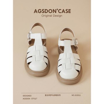 羅馬涼鞋女士夏季外穿2026新款涼拖單鞋厚底包頭平底孕婦鞋子爆款