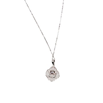 Crossfor 輕奢滿鑽系列 純銀懸浮鑲嵌閃動項鍊 F款-傾心愛慕 日本進口主鑽 s925純銀 項鍊長40+5cm