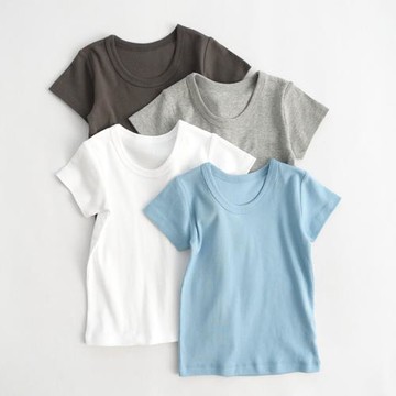純白色夏款短袖小孩衣服童裝
