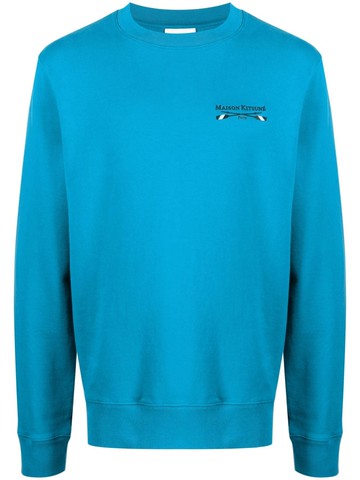 Maison Kitsuné - logo-embroidered cotton sweatshirt - men - Cotton - S - Blue