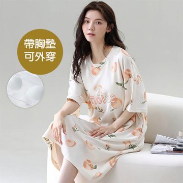 [韓國K.W.]韓國空運愛情忠貞莫代爾洋裝(居家服/家居服/睡衣/睡裙/涼感睡衣)FY6852