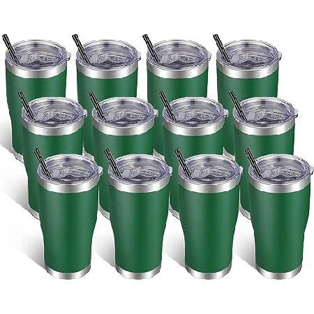 VEGOND 20oz Tumbler Stainless Steel Tumbler Cup with Lid And Straw Vacuum Insulated Double Wall Travel Coffee Mug(dark green package 12) 並行輸入品