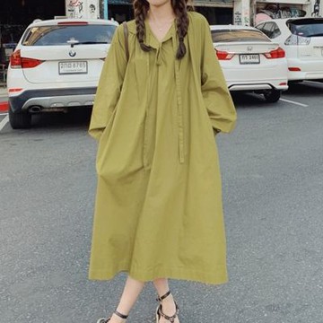 [巴黎精品] 現貨+預購 高級法式長洋裝中長裙洋裝連身裙子A字裙大碼寬鬆休閒女裝-長袖襯衫女裙子a1ku19