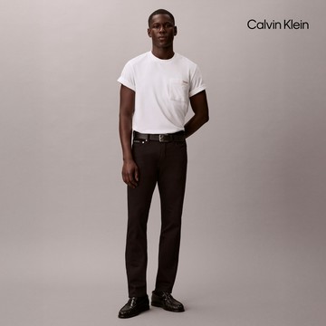 【Calvin Klein】 CK 修身直筒經典藍黑牛仔褲_藍色