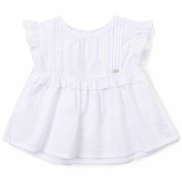 日本 apres les cours - 傘狀下擺荷葉短袖上衣-素色-白