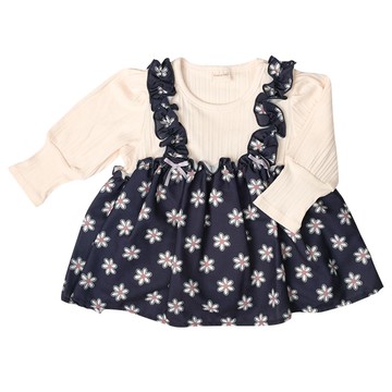 akachan honpo - 長袖假兩件T恤-深藍色