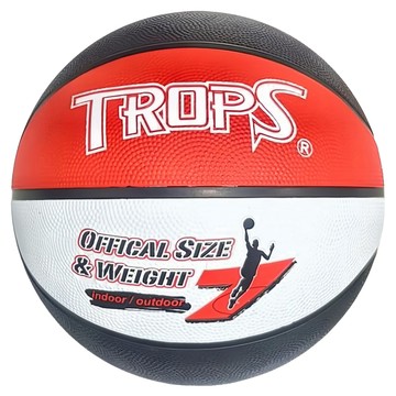 TROPS 特波士 三色刻字籃球 附美式球針網 紅色  40182  SIZE 7  1顆