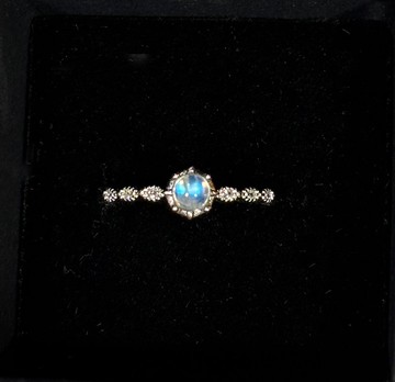 天然藍月光石純銀戒指~可調式