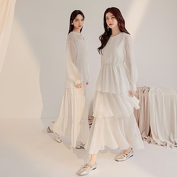 立體紋理荷葉層次蛋糕洋裝-OB嚴選