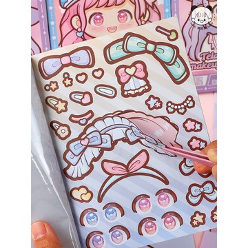 🍋檸檬青🍋新款現貨可愛卡通魔法少女2款換裝貼紙書DIY妝容配飾兒童玩具手賬裝飾貼紙