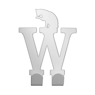 OPUS 東齊金工 歐式鐵藝貓咪字母掛勾  貓咪遇上字母W 優雅白  1個