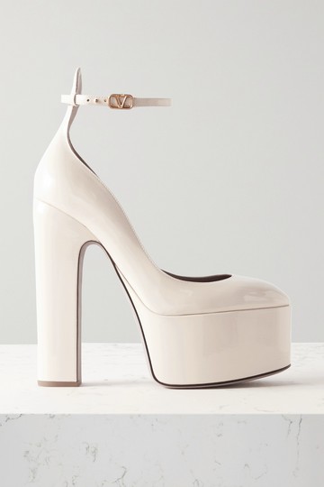 Valentino Garavani - Valentino Garavani Tan-go 155 Patent-leather Platform Pumps - Ivory - IT38
