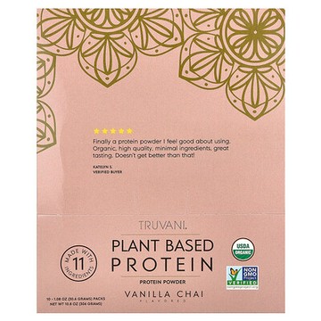Truvani, 植物基蛋白質粉，香草印度茶味，10 包，每包 1.08 盎司（30.6 克）