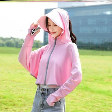 電瓶車的防曬衣戴帽子冰絲騎車防曬外套女開夏天服戶外開衫春夏學