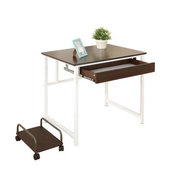 《DFhouse》亨利80公分附抽屜多功能工作桌+主機架-胡桃色