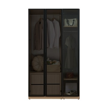 STYLEHOUSE [DU13]北歐法雪3.7尺黑玻下二抽衣櫃DU13-DU008-14+DU008-15