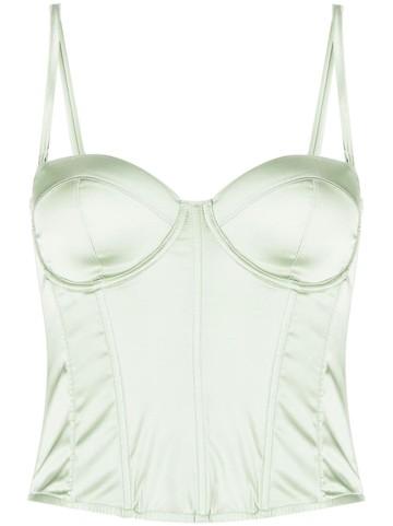 Fleur Du Mal - Hamptons silk-satin bustier - women - Silk/Spandex/Elastane - XS - Green