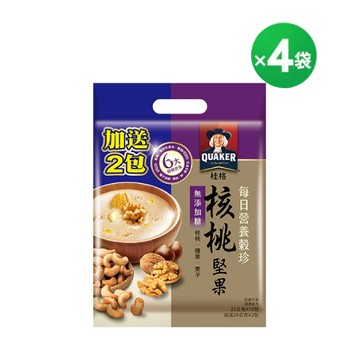 (加量包)桂格 每日營養穀珍核桃堅果無糖X4袋 (25gX10包 加贈2包)