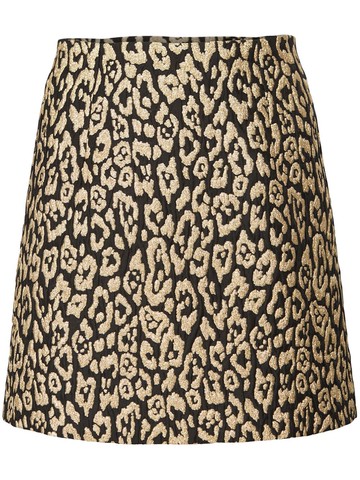 Carolina Herrera - Leopard-jacquard fitted skirt - women - Metallic Fibre/Polyester - 12 - Black