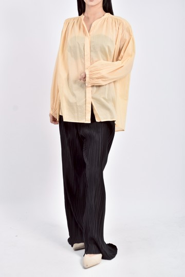 (F) 23区 Vingt trois arrondissements質感棉質純棉黃色長袖上衣