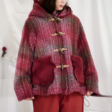 印花連帽羊羔毛外套767842