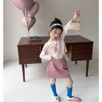 Mini baby🌷女童夏季韓系可愛卡通短袖T恤配百搭短裙套裝