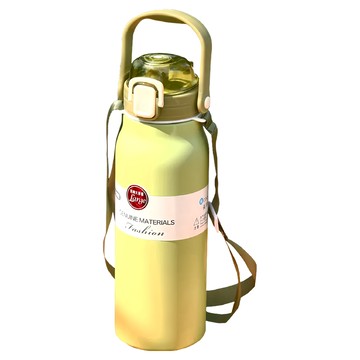 樂美雅 大容量保溫瓶 附吸管 316不鏽鋼 長效保溫 雙重防漏設計  黃色  1.6L  1瓶