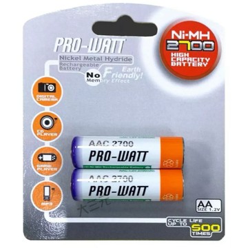 PRO-WATT華志 鎳氫充電電池3號2入 1.2V（PW-AAC2700）