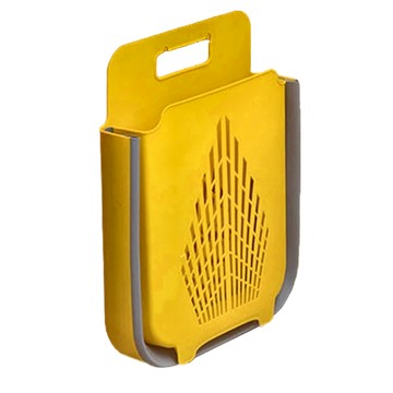 多功能壁掛折疊髒污洗衣籃  PP材質  39 x 46.5 x 9.5cm  檸檬黃