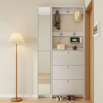 鞋櫃 超薄鞋櫃 翻斗鞋櫃 家用靠墻鞋架 門后鞋柜超薄收納柜超窄15cm玄關柜家用門口入戶門穿衣鏡一體靠墻