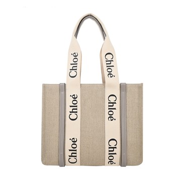 Chloe Woody tote bag帆布托特包（中號/灰色）_廠商直送
