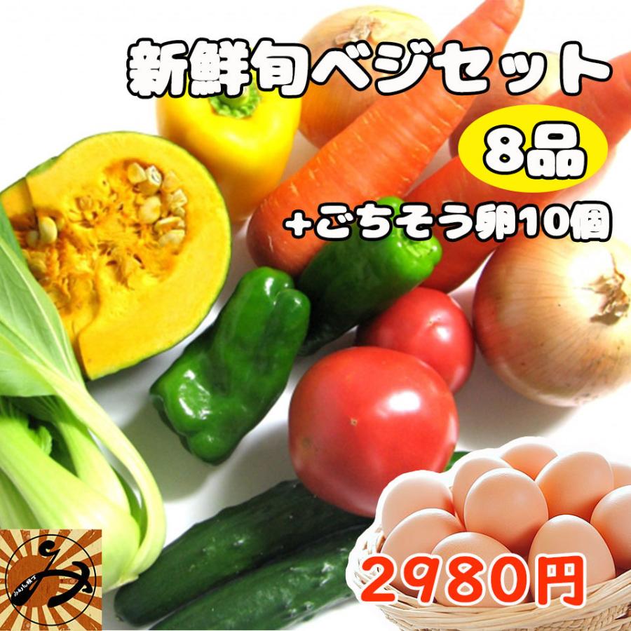 野菜詰め合わせ 野菜 詰め合わせ 福袋 8品 卵 10個入り 送料無料 冷蔵便