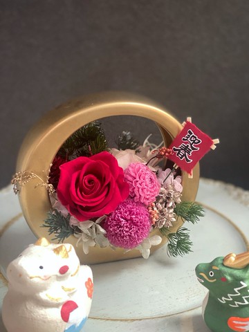 提籃 日式新春花籃 不凋花 永生花 新年盆花