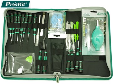 耀您館★台灣寶工Pro'sKit寶工Apple原廠授權維修中心優仕工程師維修工具26件組1PK-ST23-1501(含十字*3,一字*2,星孔*3,星型*3,五枚花瓣*3,Y型0.6mm,防靜電防磁尖鑷子,防磁特尖鑷子,不鏽鋼彎尖鑷子,防靜電無線手環,防靜電毛刷,吹塵球,雕刻刀,三角片,十字撬棒,圓形撬棒,方頭翹棒,工具包)【APP下單點數4倍送】