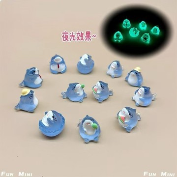 🎀免運臺灣有貨🎀迷你夜光小鯊魚動物模型微縮海洋生物擺件仿真物品桌麵小擺件