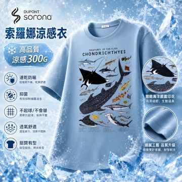 【大魚涼感衣服！隔日到貨】涼感上衣 300G冰瓷棉排汗短袖T恤夏季趣味短袖美式復古學生加大碼Oversize t恤男女生