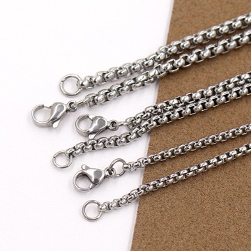 方珍珠項鏈條 304不銹鋼鈦鋼鏈子 diy項鏈手工飾品服裝配飾潮飾品