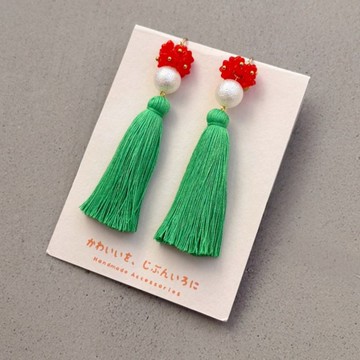 千兩耳飾 胭脂莓果 × 翡翠綠 寶石綠流蘇