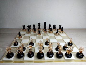 客製化樹脂西洋棋套裝附棋盤 |特大號尺寸 2.75 英吋（7 公分）|環氧樹脂