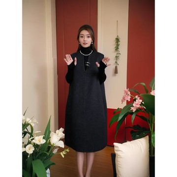 韓系疊穿馬甲兩件套早秋季高級感氣質高端精致大碼背心無袖連衣裙