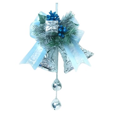 摩達客 雙花鐘吊飾 4吋  30 x 20cm  藍銀色