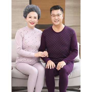 老年人秋衣男內穿寬松長袖打底高領純棉媽襯衣襯褲男保暖內衣薄款