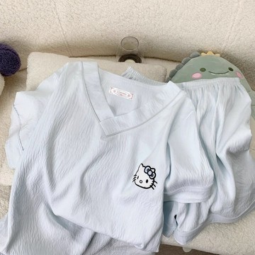 【砂糖夢境】睡衣女夏季helloKitty短袖短褲套裝女士夏天薄款可外穿家居服套裝